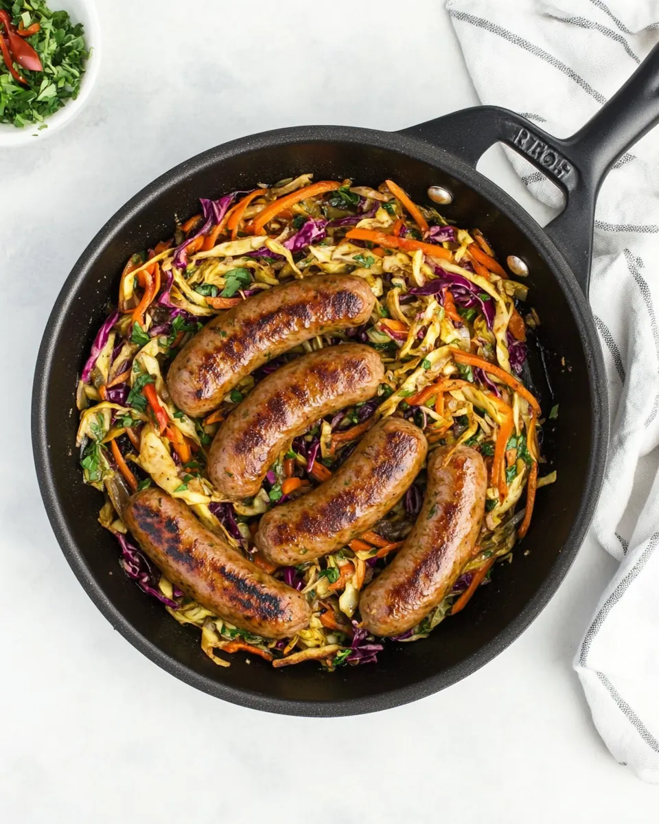 One Pot Paleo Sausage and Slaw Skillet