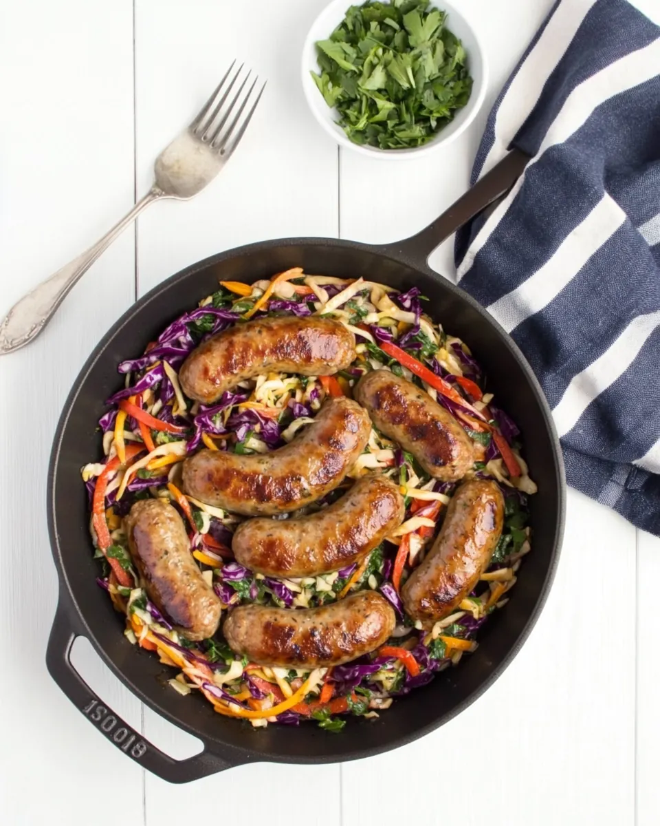One Pot Paleo Sausage and Slaw Skillet