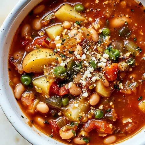One Pot Vegan Minestrone Soup with Potatoes Beans