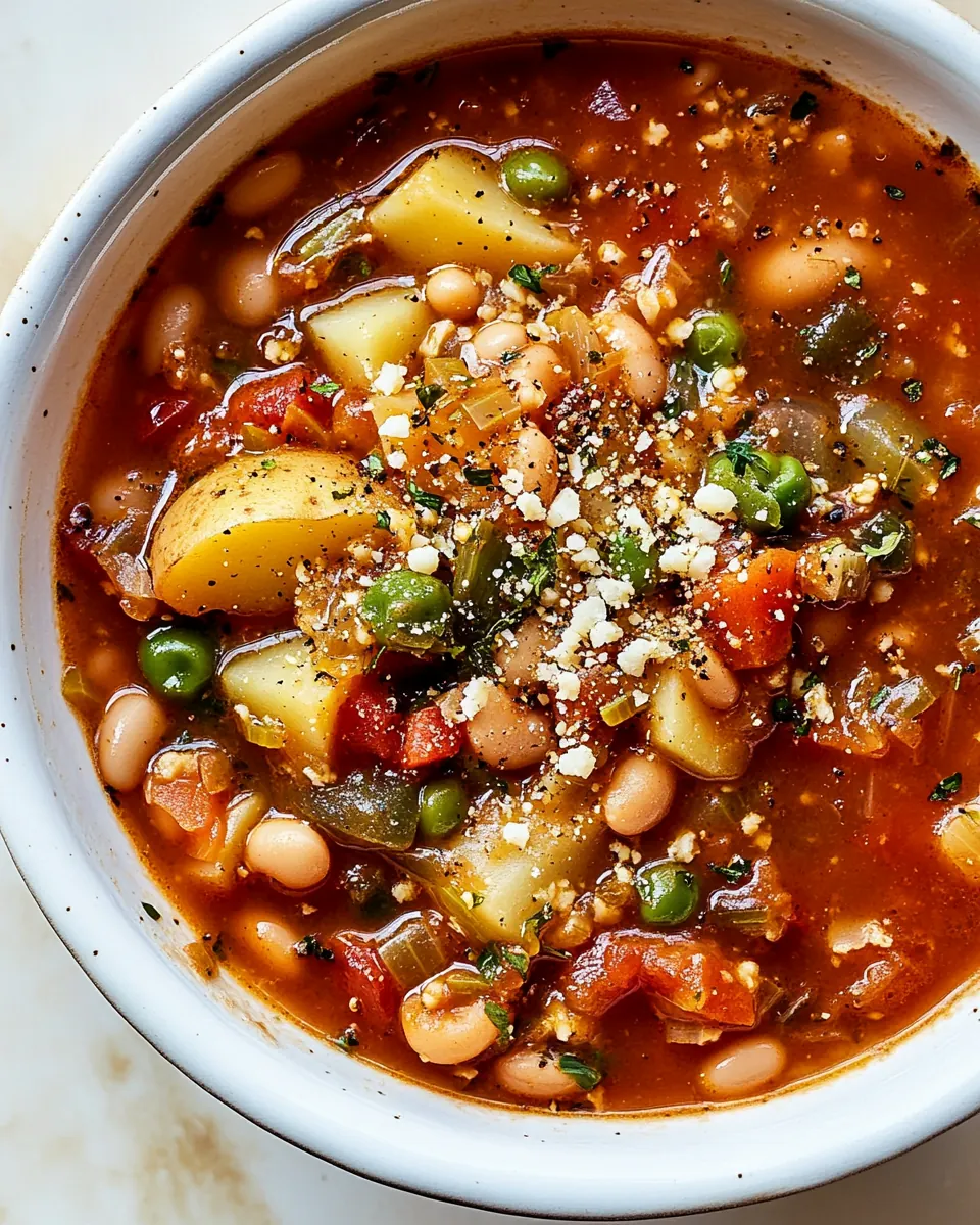 One Pot Vegan Minestrone Soup with Potatoes Beans