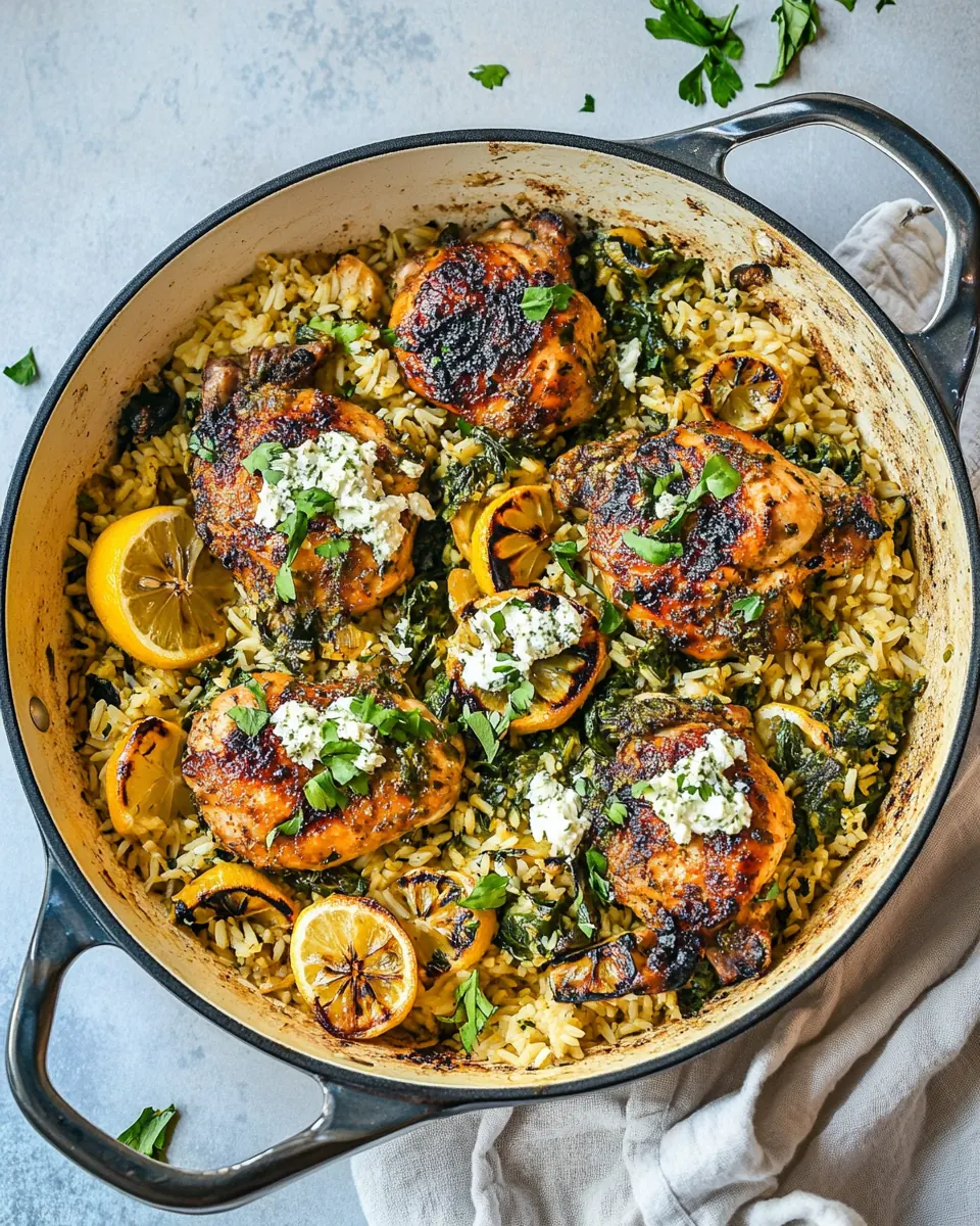 One Skillet Greek Lemon Chicken and Rice