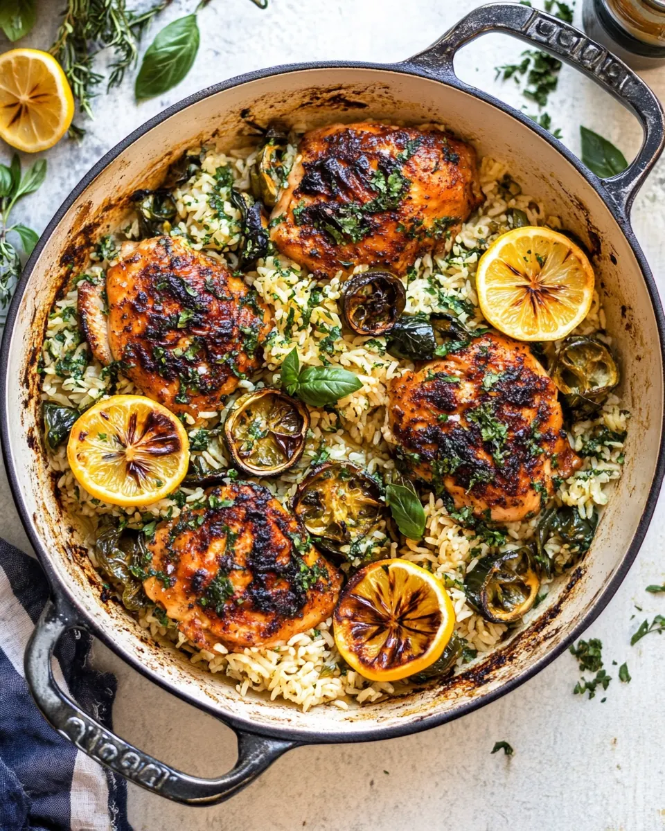 One Skillet Greek Lemon Chicken and Rice