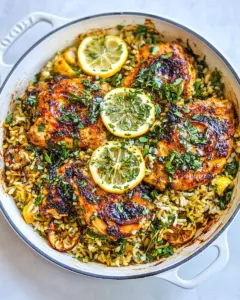 One Skillet Greek Lemon Chicken and Rice