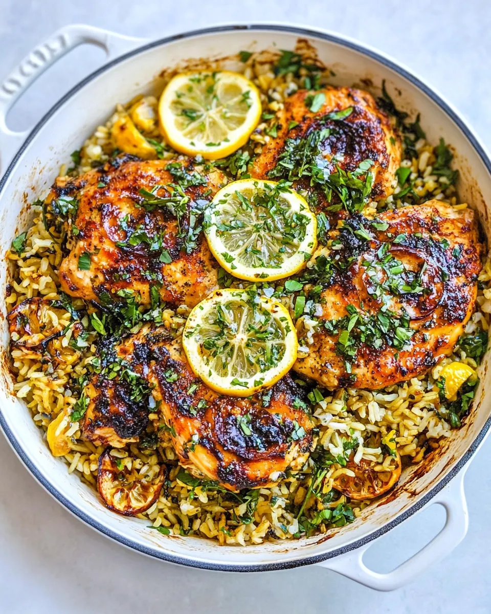 One Skillet Greek Lemon Chicken and Rice