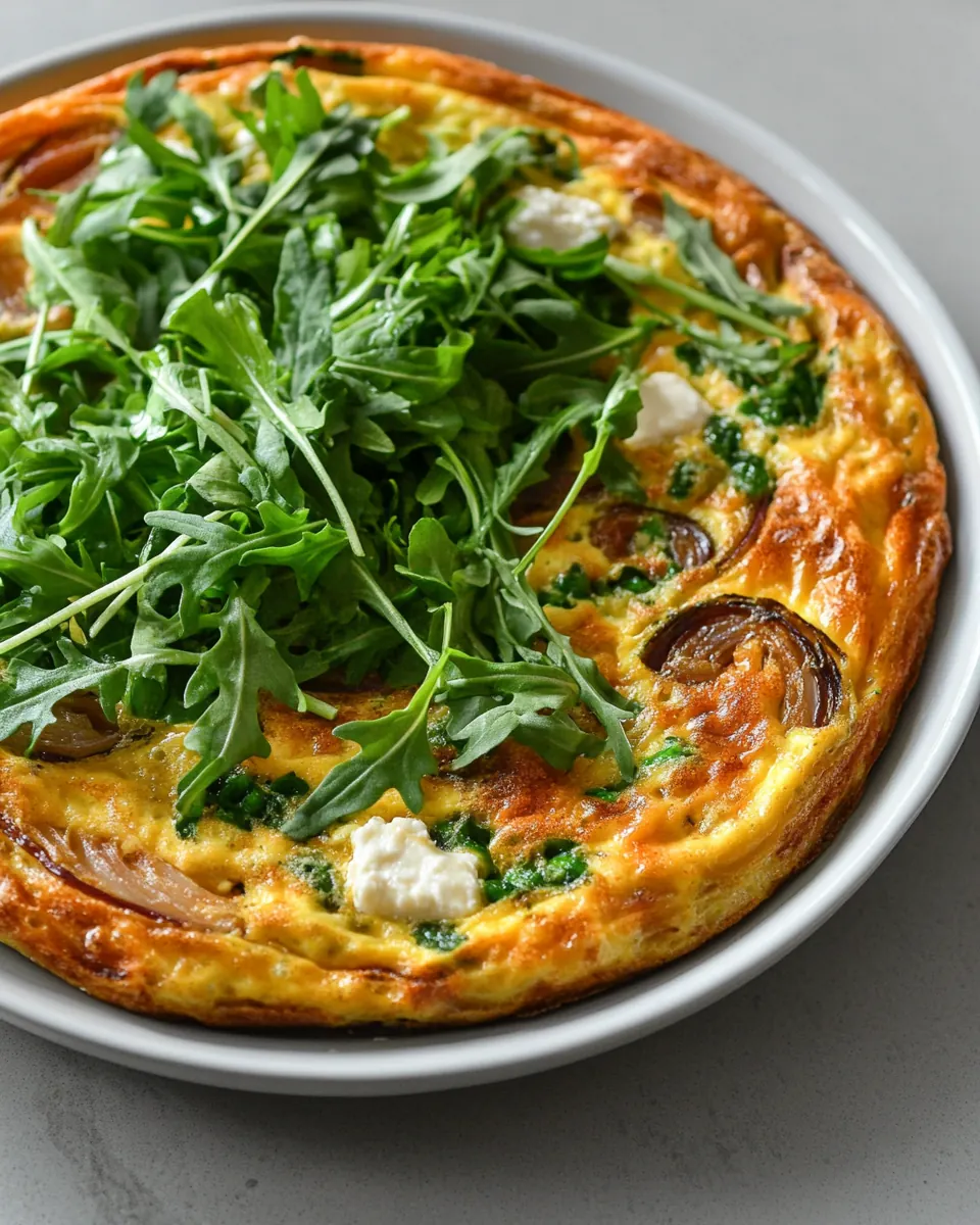 Onion Frittata with Goat Cheese and Arugula