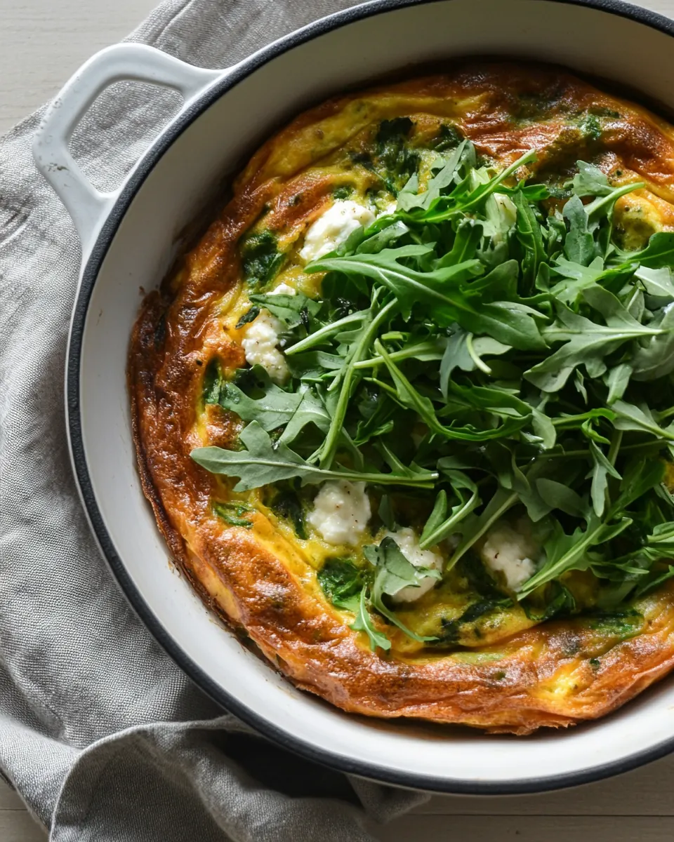 Onion Frittata with Goat Cheese and Arugula