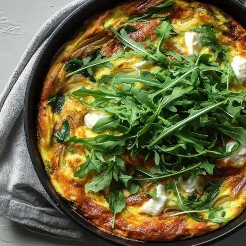 Onion Frittata with Goat Cheese and Arugula