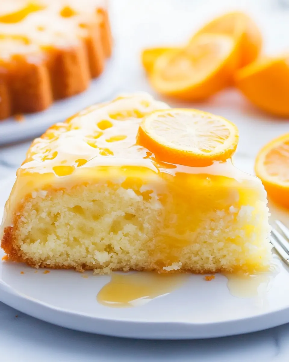Orange Poke Cake with Honey Orange Glaze