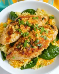 Orange Scallion Chicken with Spinach and Couscous