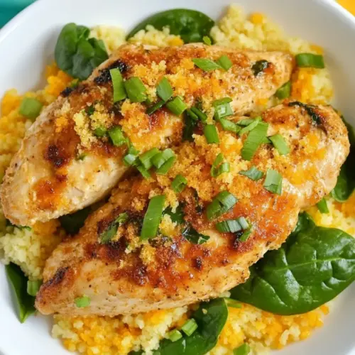 Orange Scallion Chicken with Spinach and Couscous