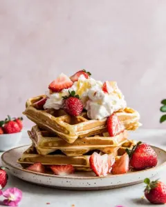 Overnight Waffles with Whipped Meyer Lemon Cream and Strawberries