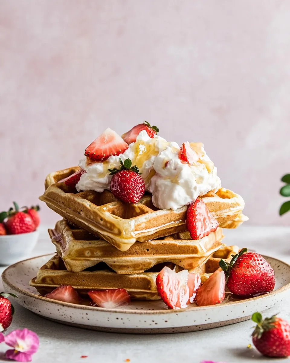 Overnight Waffles with Whipped Meyer Lemon Cream and Strawberries