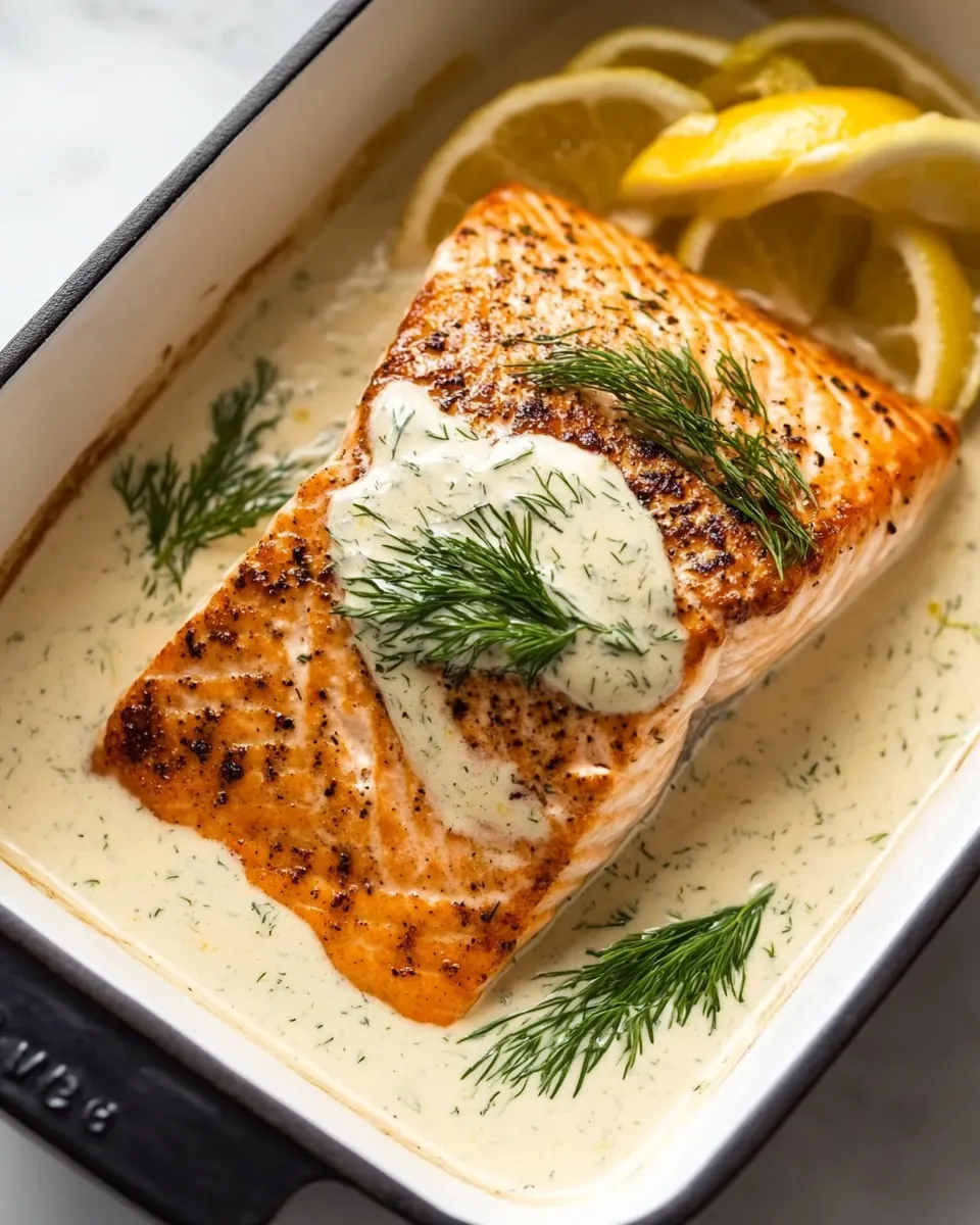 Pan Seared Salmon with Creamy Lemon Dill Sauce