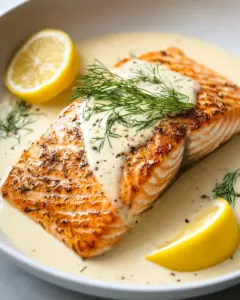 Pan Seared Salmon with Creamy Lemon Dill Sauce