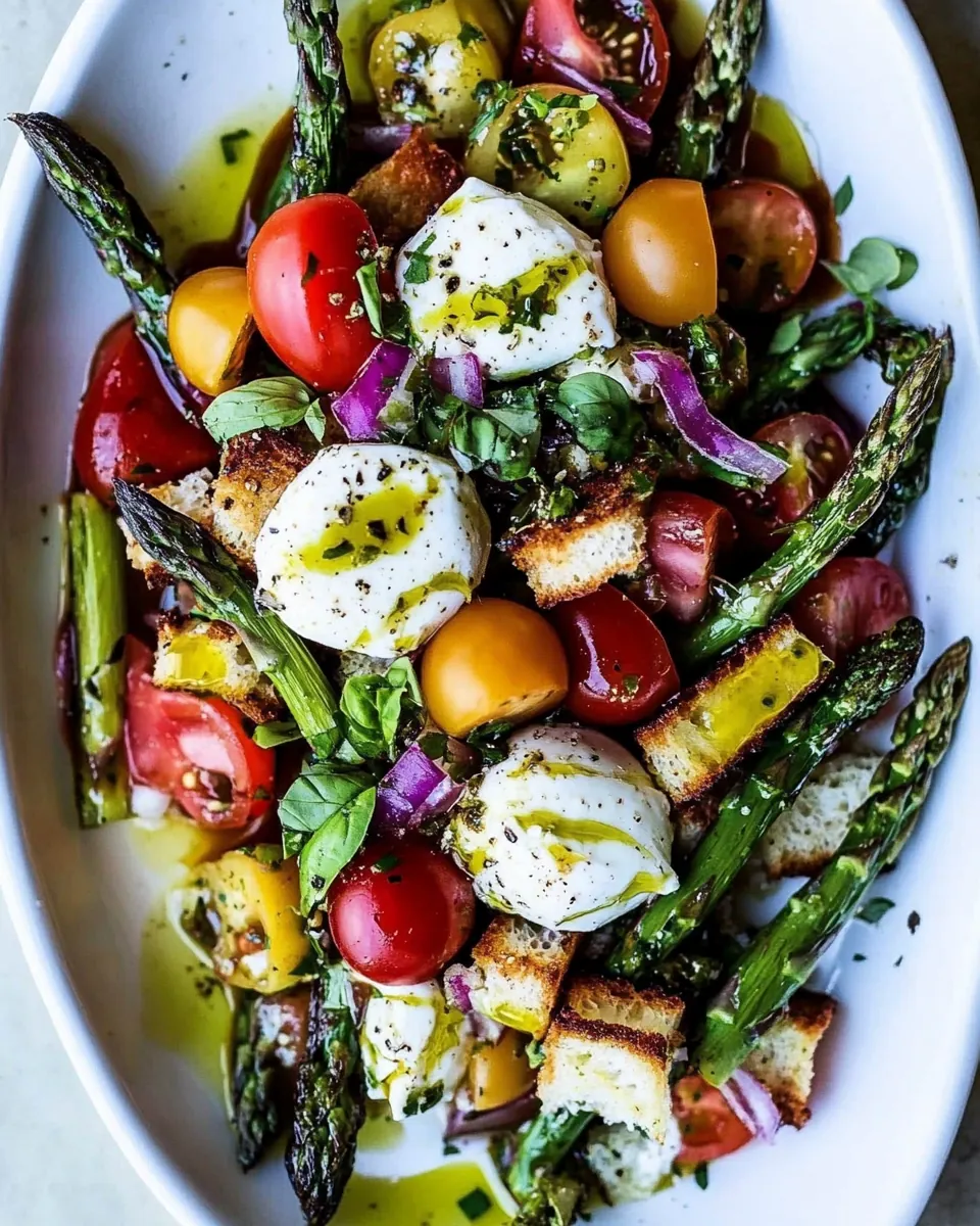 Panzanella Style Caprese Asparagus Salad
