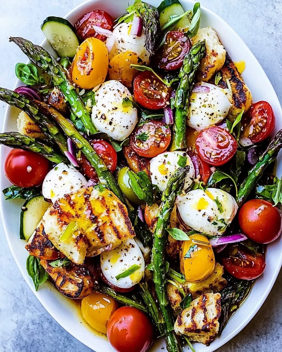 Panzanella Style Caprese Asparagus Salad