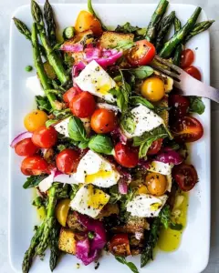 Panzanella Style Caprese Asparagus Salad