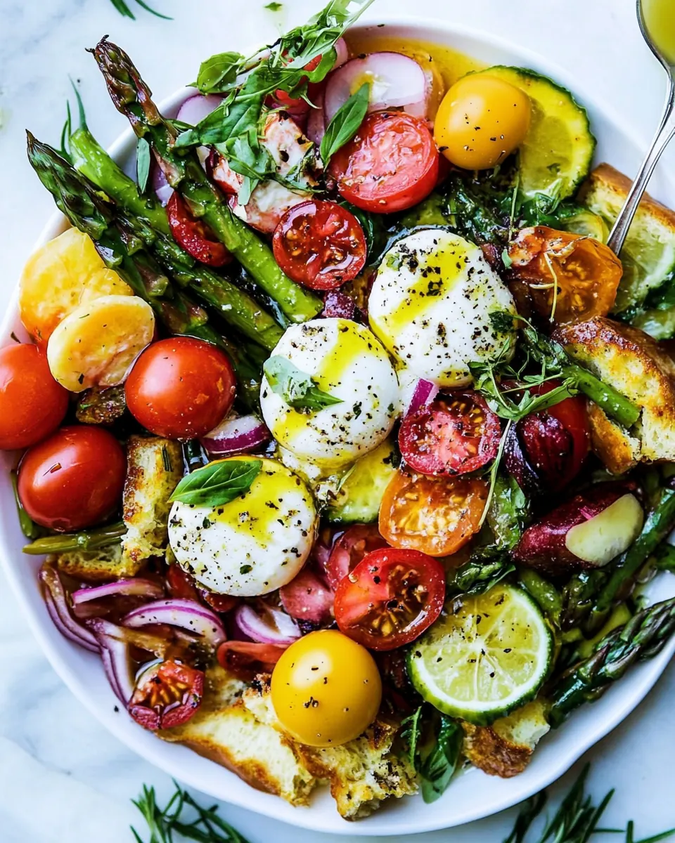 Panzanella Style Caprese Asparagus Salad