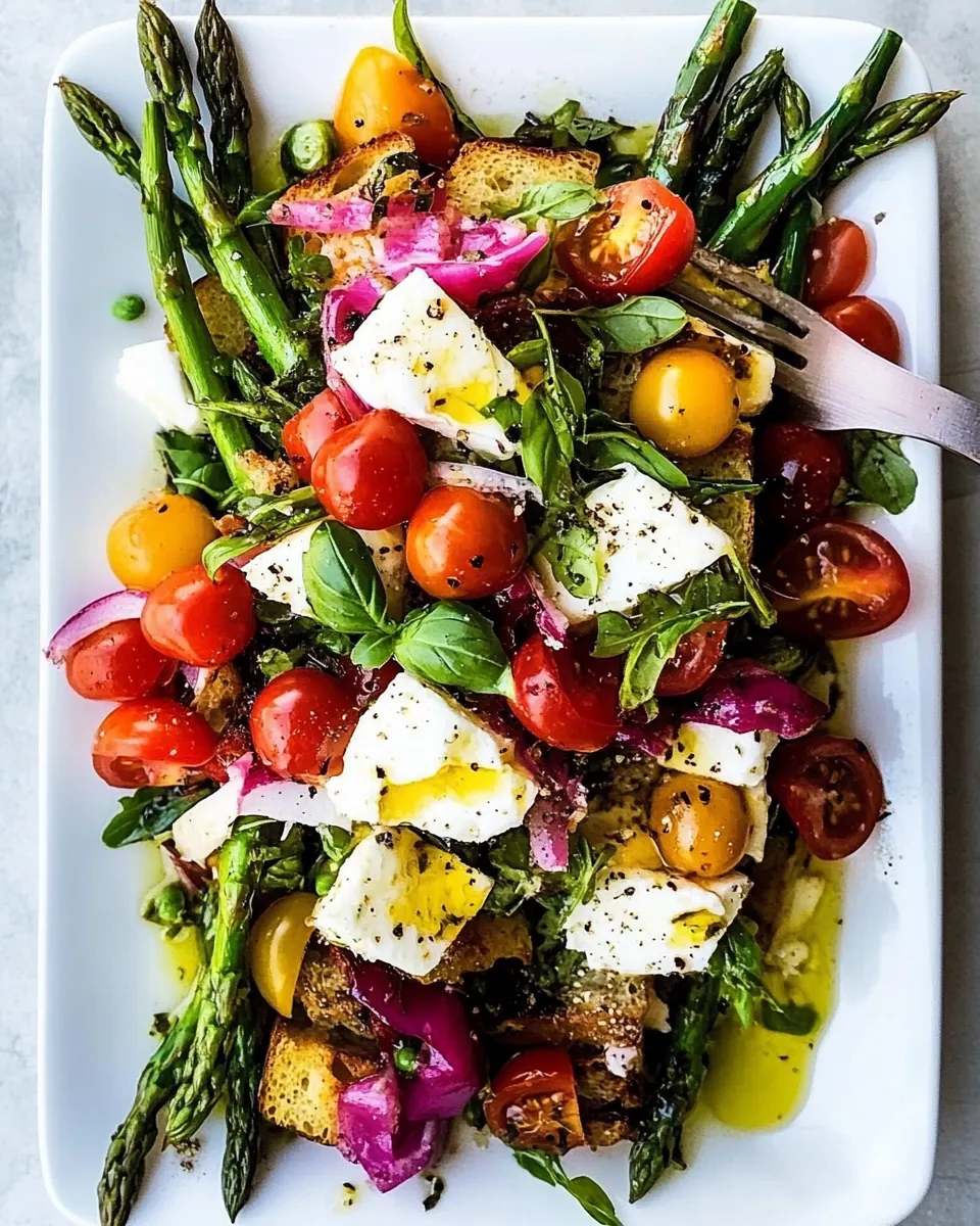 Panzanella Style Caprese Asparagus Salad