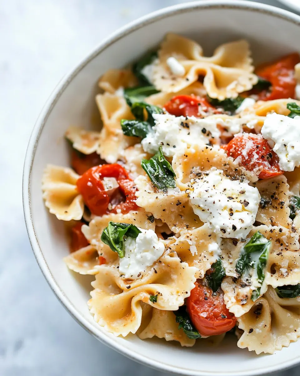 Pasta with Fresh Tomato Sauce and Ricotta Cheese
