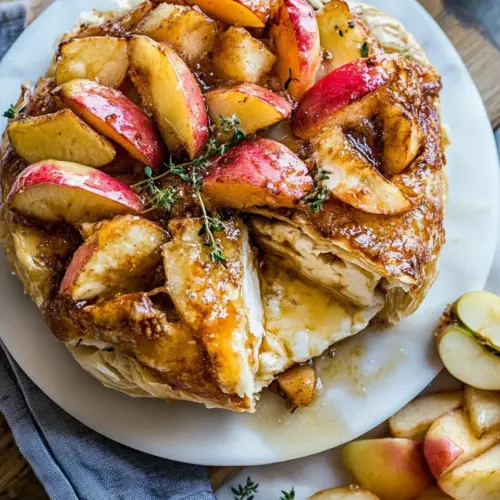 Pastry Wrapped Baked Brie with Maple Roasted Apples