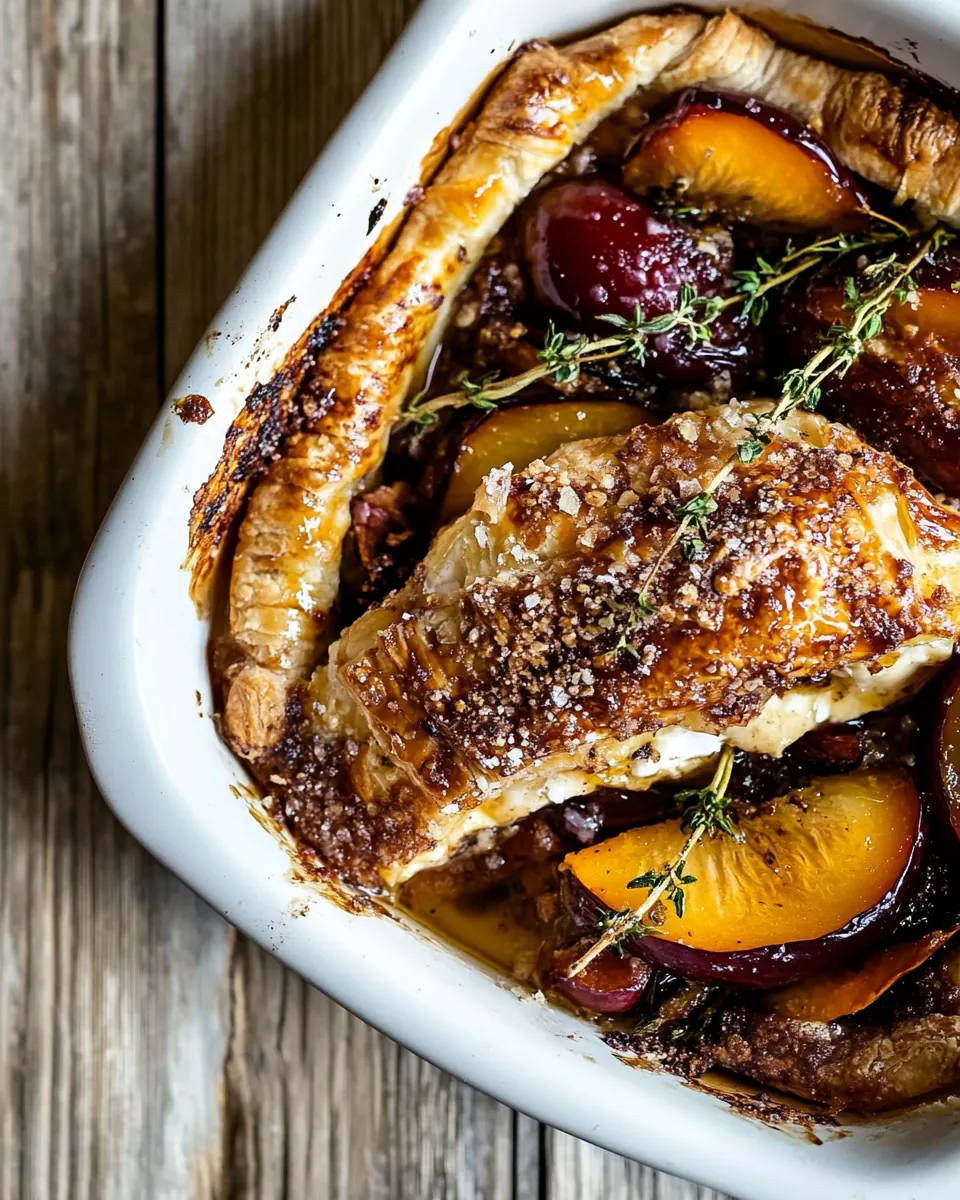 Pastry Wrapped Baked Brie with Thyme Butter Roasted Plums