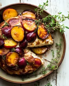 Pastry Wrapped Baked Brie with Thyme Butter Roasted Plums