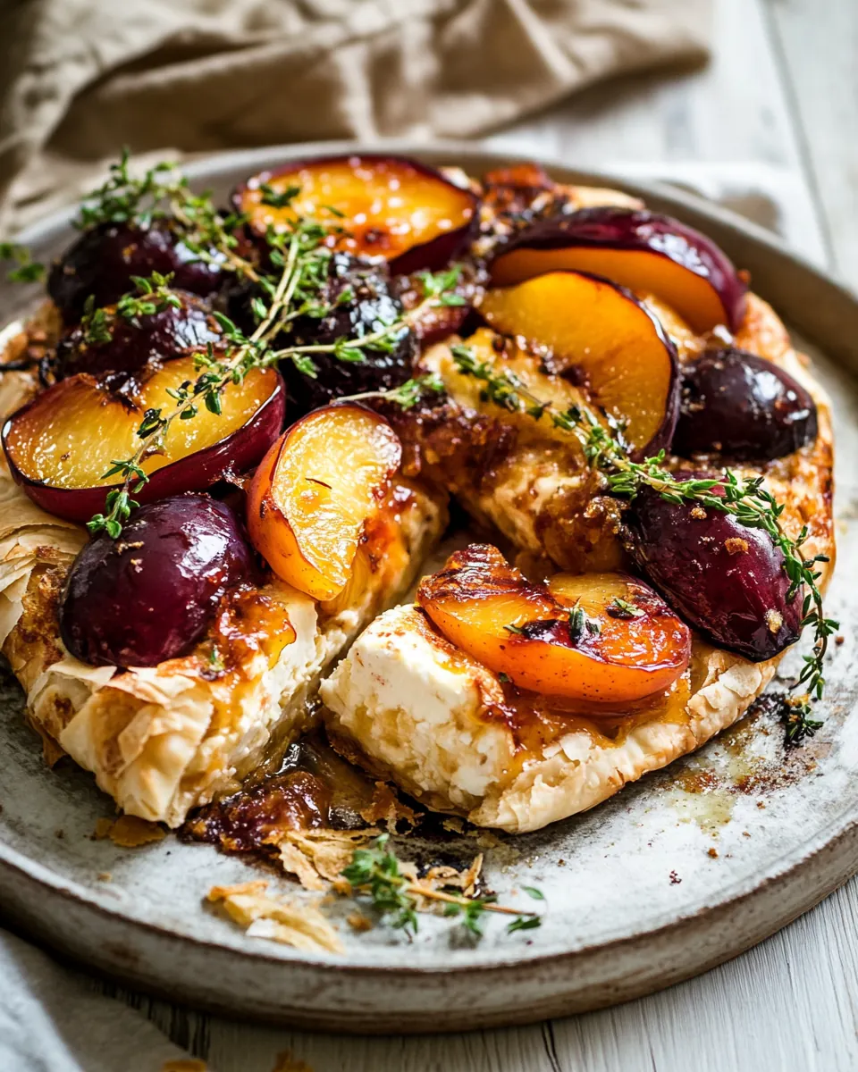 Pastry Wrapped Baked Brie with Thyme Butter Roasted Plums