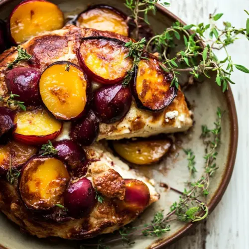 Pastry Wrapped Baked Brie with Thyme Butter Roasted Plums