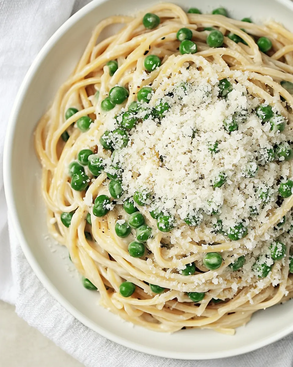 Pea Pasta with Shallot Cream Sauce