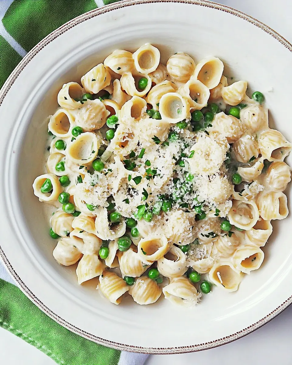 Pea Pasta with Shallot Cream Sauce