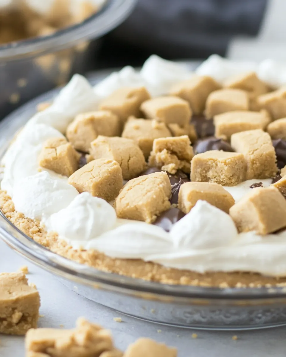 Peanut Butter Cookie Dough Cheesecake Pie