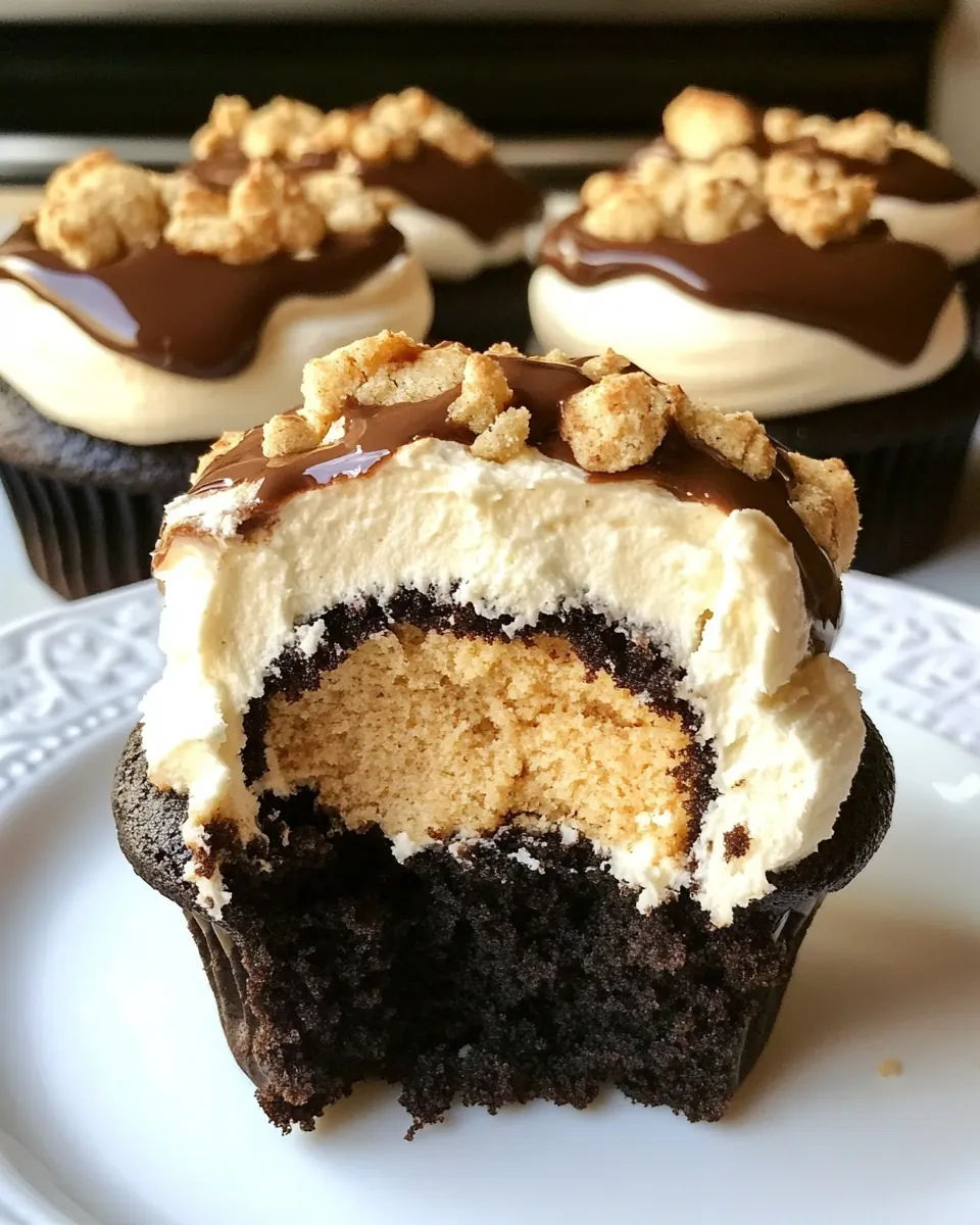 Peanut Butter Cookie Dough Filled S'mores Cupcakes