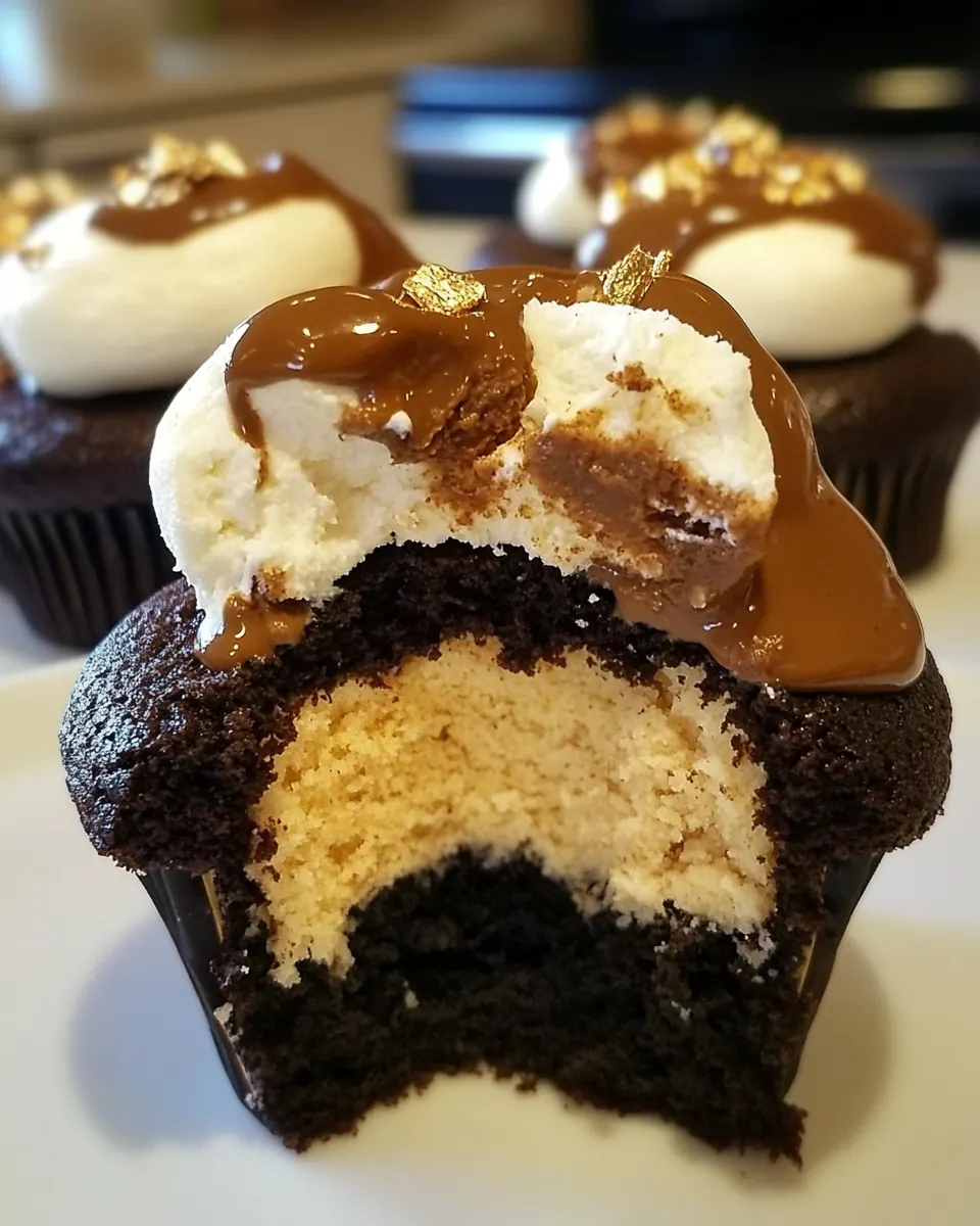 Peanut Butter Cookie Dough Filled S'mores Cupcakes