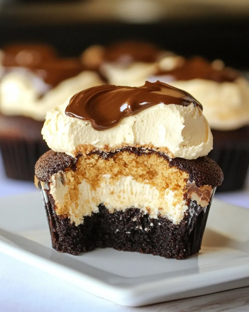 Peanut Butter Cookie Dough Filled S'mores Cupcakes