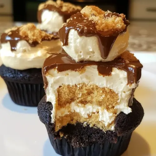 Peanut Butter Cookie Dough Filled S'mores Cupcakes