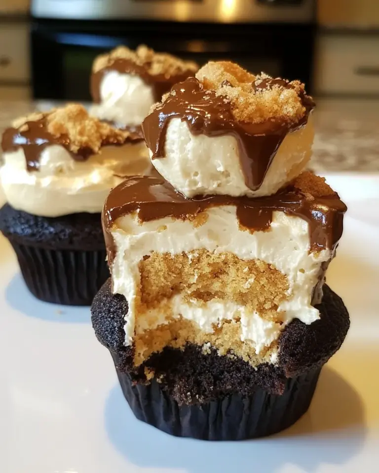 Peanut Butter Cookie Dough Filled S'mores Cupcakes
