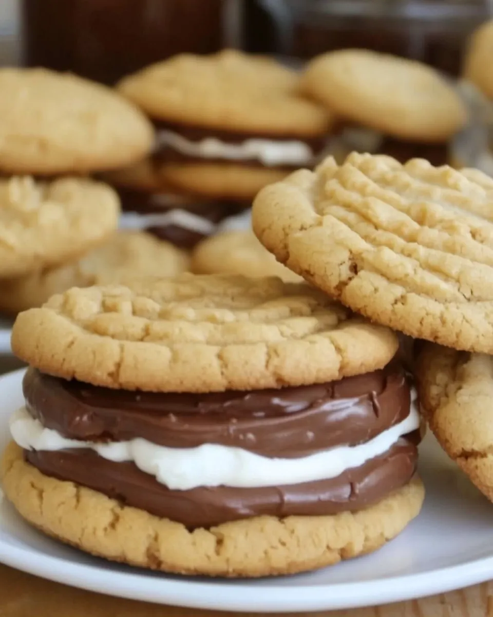 Peanut Butter Sandwich Cookies With Nutella Marshmallow Cream