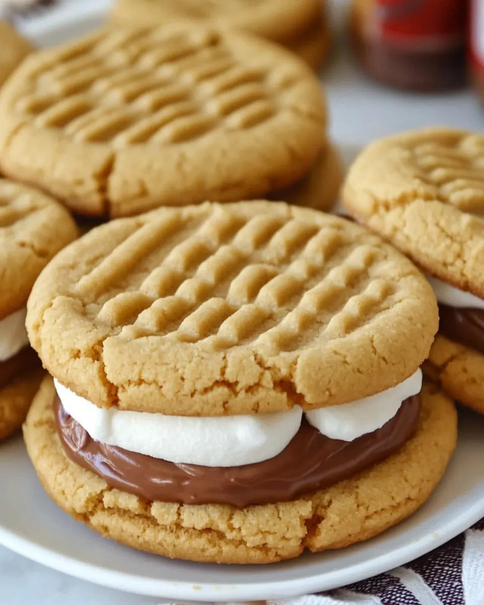 Peanut Butter Sandwich Cookies With Nutella Marshmallow Cream