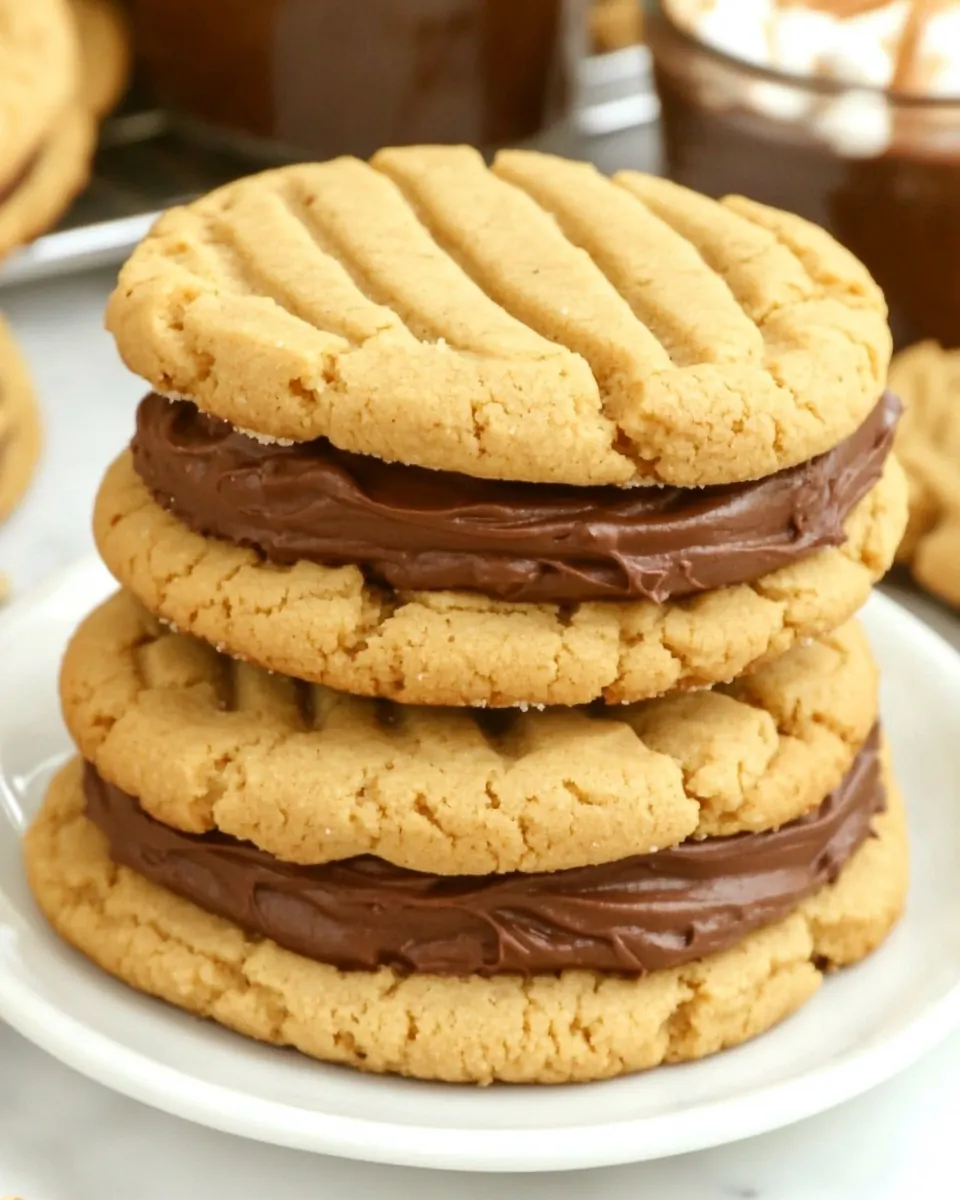 Peanut Butter Sandwich Cookies With Nutella Marshmallow Cream
