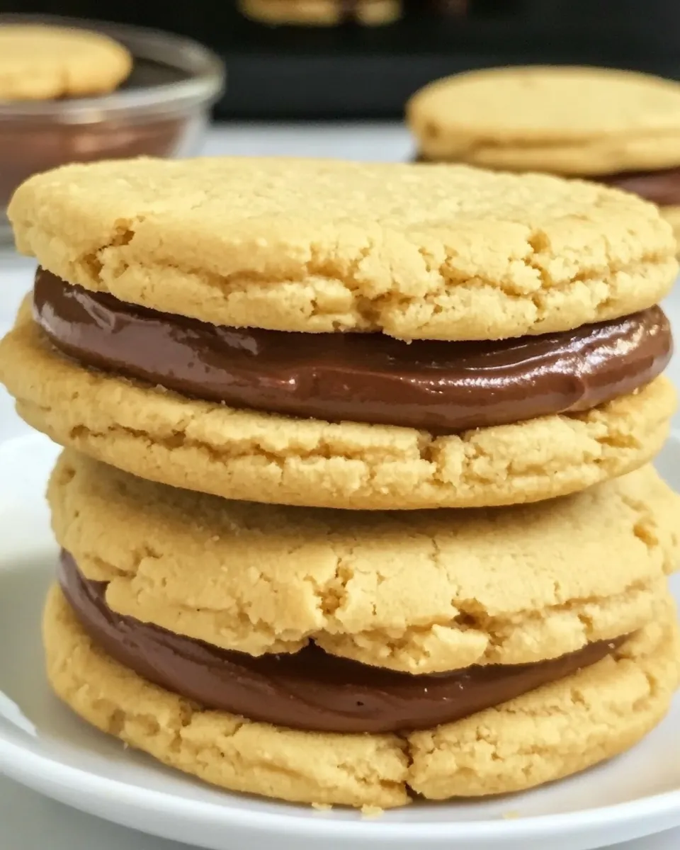 Peanut Butter Sandwich Cookies With Nutella Marshmallow Cream