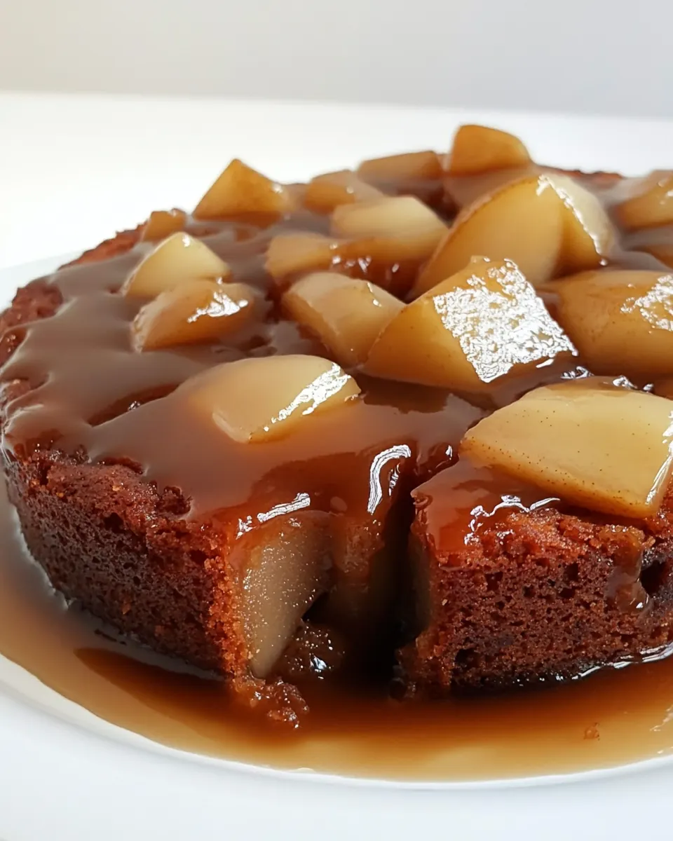 Pear Upside Down Gingerbread Cake