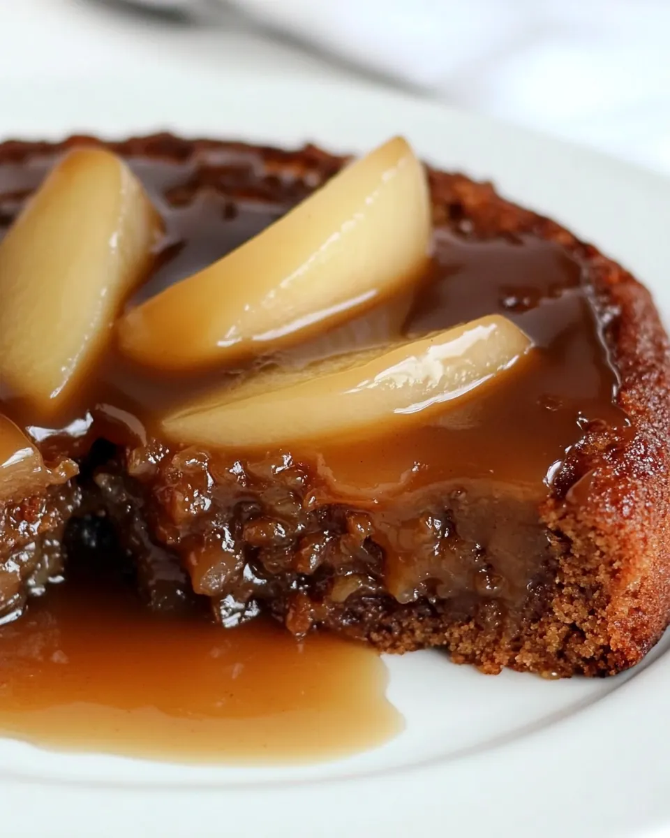 Pear Upside Down Gingerbread Cake