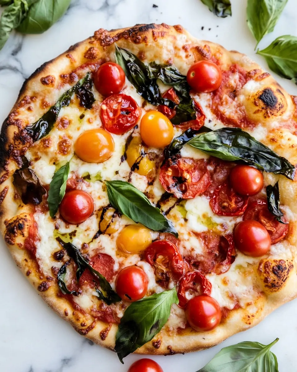 Pepper and Cherry Tomato White Pizza