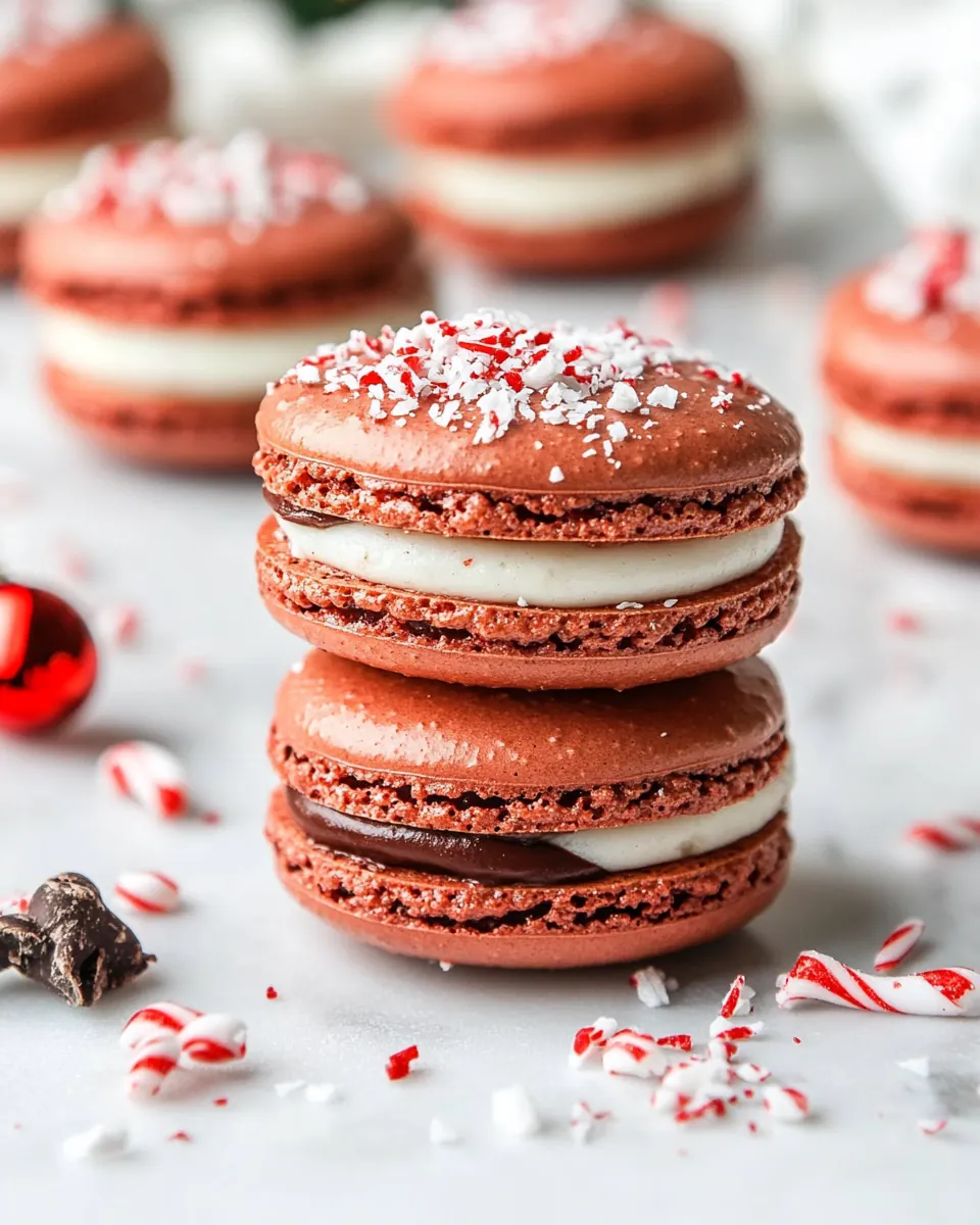 Peppermint Chocolate Macarons