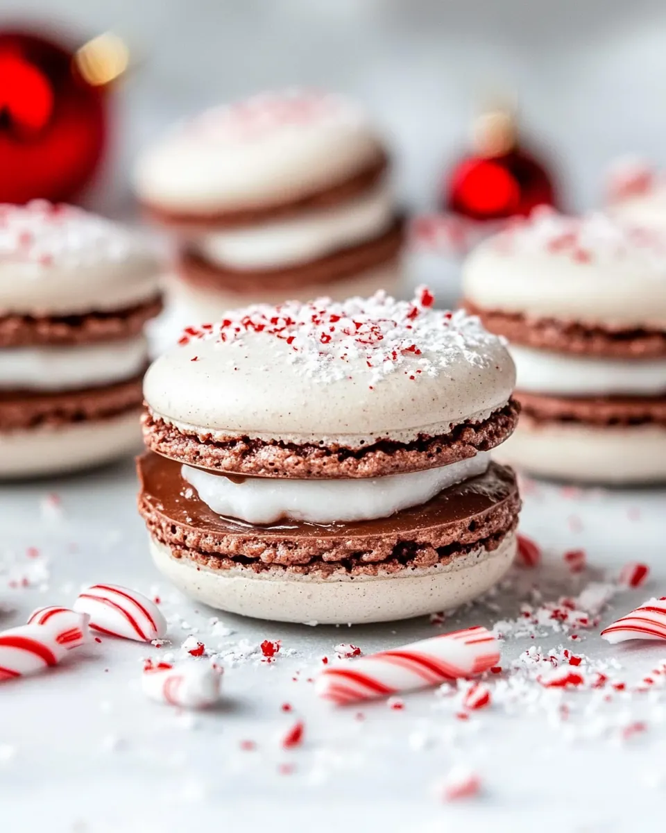 Peppermint Chocolate Macarons