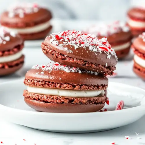 Peppermint Chocolate Macarons