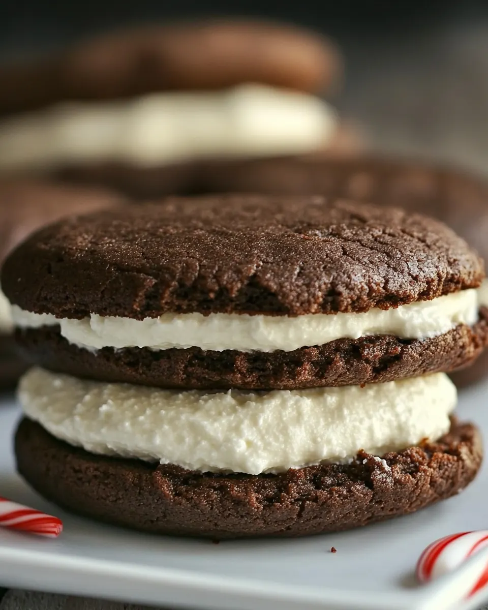 Peppermint Cream Chocolate Cookie Sandwiches