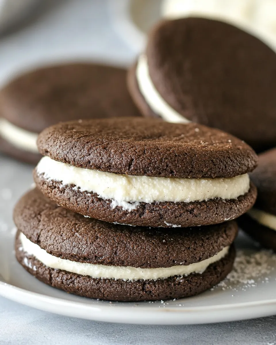 Peppermint Cream Chocolate Cookie Sandwiches