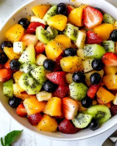 Perfect Fruit Salad with Honey Citrus Poppy Seed Dressing
